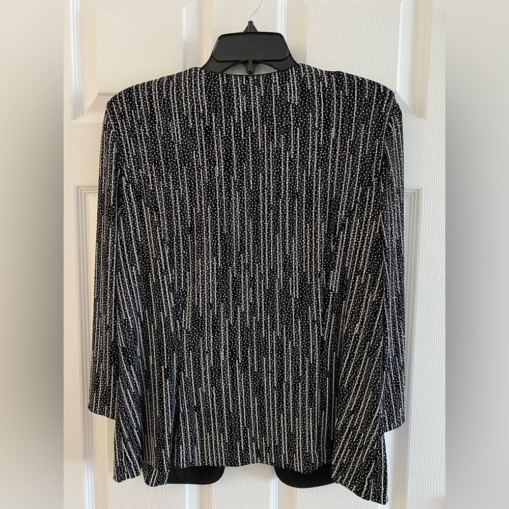 Alex Evenings Like New XL Black Silver/White Sparkly Twinset Jacket and Camisole - Picture 5 of 6